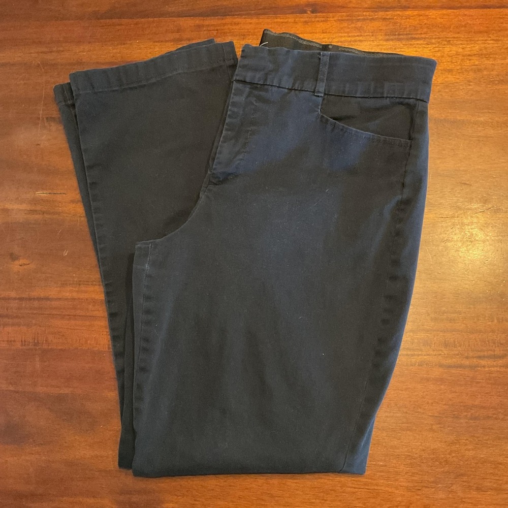 Gloria Vanderbilt Pants Womens 10 Black Chino Straight Leg Stretch Cotton Twill